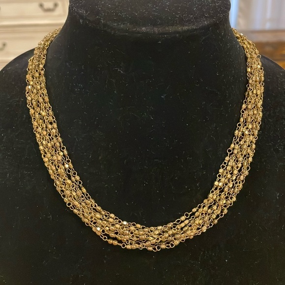 Vintage Signed Zad Multi Layer Gold Tone Choker Collar Statement Necklace - Picture 1 of 3